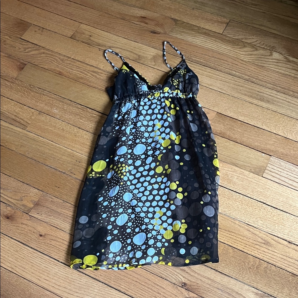 Dots Black and Yellow Spotted Mini Dress